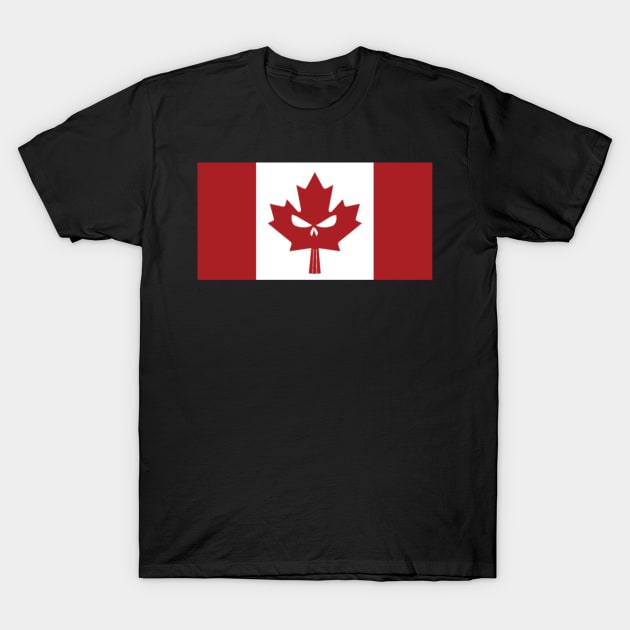 Niche Skull Island Mod Art  Canadian Skull Flag T-Shirt by LailaLittlerwm